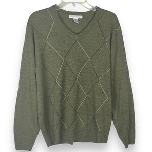 Geoffrey Beene Grandpa Sweater‎ Mens Size Large Argyle Preppy Grunge Acrylic Y2K